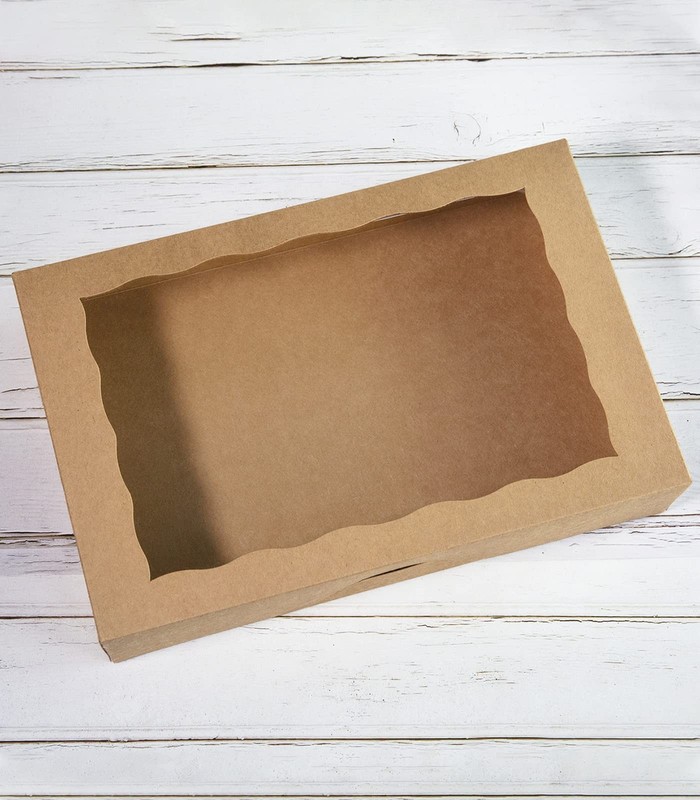 8 PCS 16x11x2.75 Inch Brown Pastry Bakery Box PVC Window Large Cookie Donut gallery