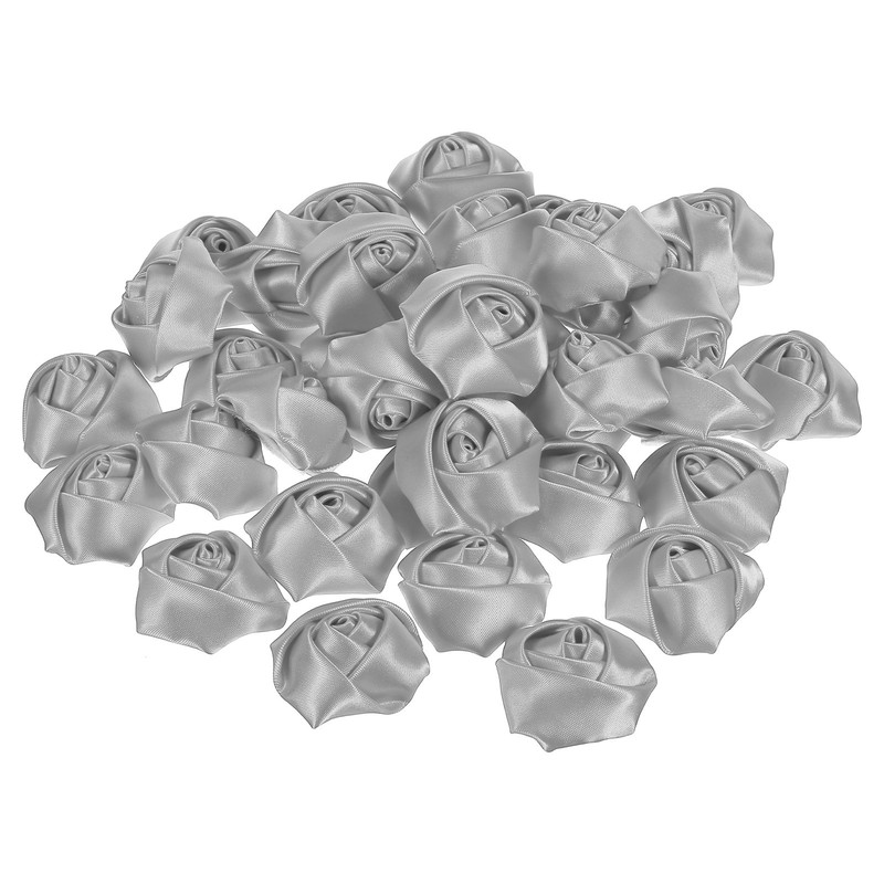 20Pcs Artificial Flowers Roses Heads Satin Rose Fabric Flowers Grey