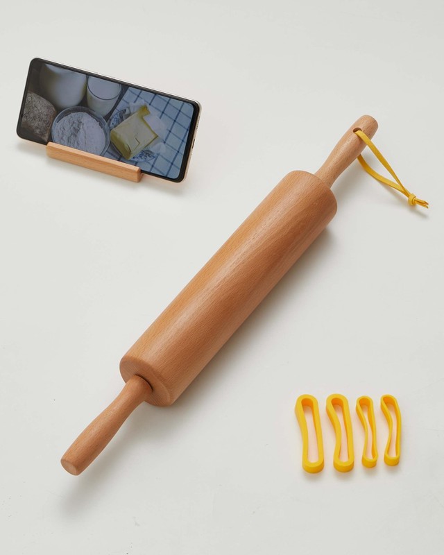 Classic Wood Rolling Pin, 17" Rolling Pins for Baking with Silicone Mat and A... gallery