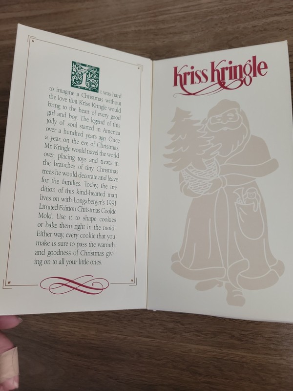 Longaberger Pottery 1991 Kris Kringle Christmas Cookie Mold Limited Edition gallery