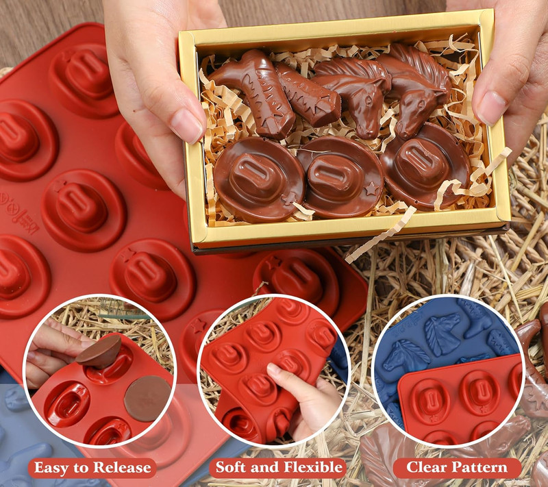 Cowboy Chocolate Molds Shaped with Cowboy Hat, Cowboy Boot and Horse, Cowboy ... gallery