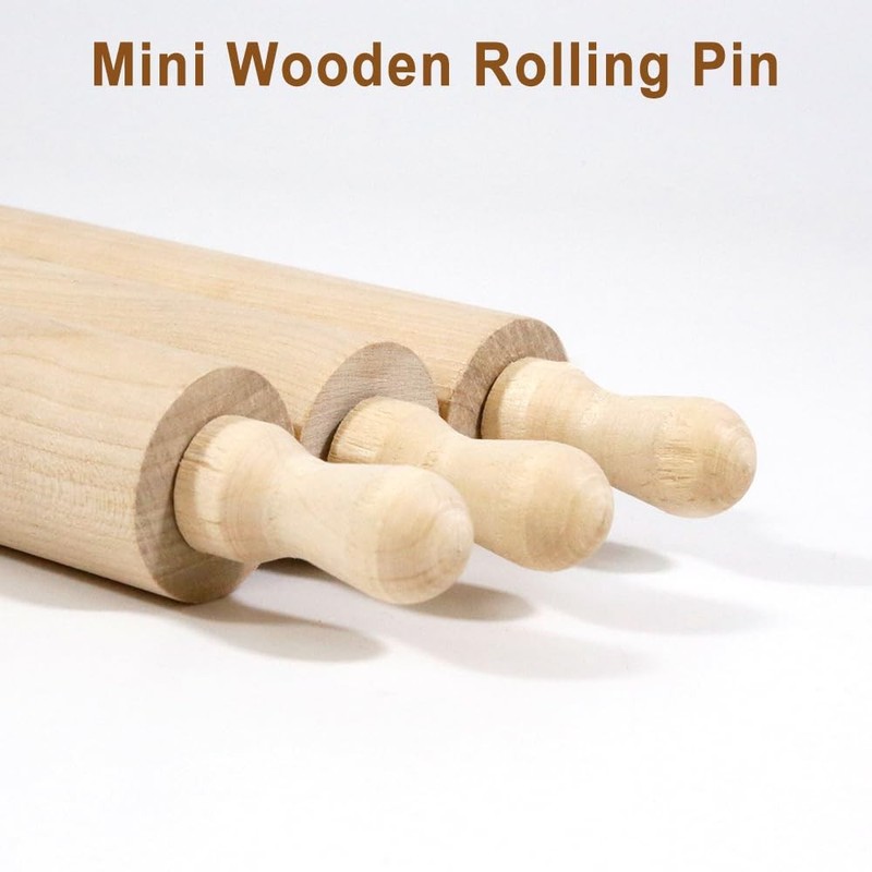 6 pcs 7 Inch Vintage Wooden Rolling Pin, Perfect for Kitchen Decoration, Tier... gallery