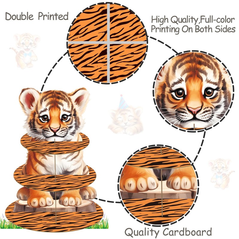 Tiger Cupcake Stand 3Tiers Party Cupcake Holder Tiger Birthday Party Decorati... gallery
