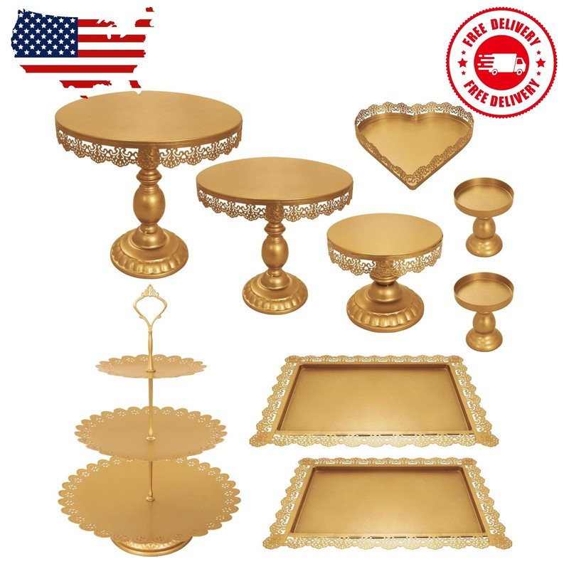 Set of 9 Cake Stands Metal Cupcake Stand Set Multiple Styles Candy Fruit Display