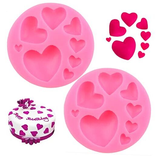 2 Pcs Heart Silicone Molds, Different Sizes Heart Chocolate Mold Heart Shape