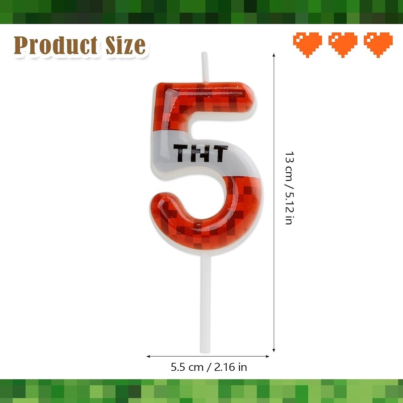 TNT Themed Birthday Candles for Boys Girls, Craft Pixels Cake Topper,Number 8 gallery
