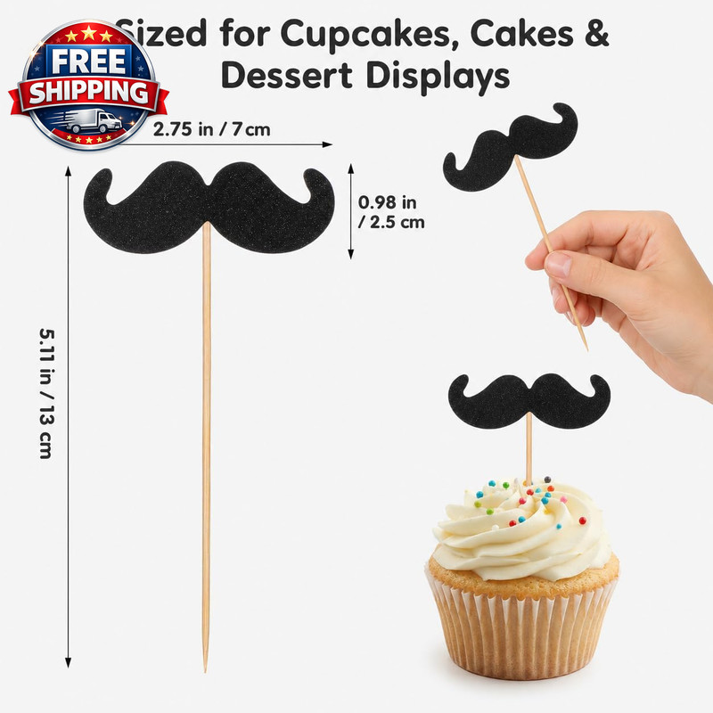 Para Cuartos Cupcake Ornaments Cupcake Topper 40Pcs Mustache Party Decorations L gallery