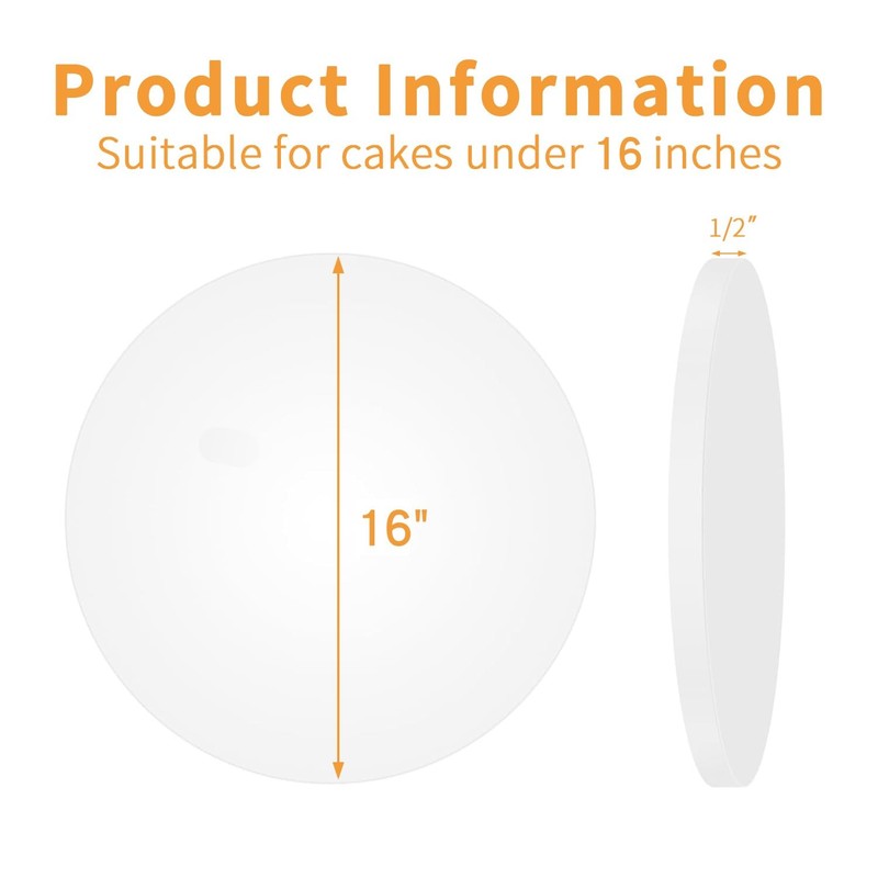 16 Inches White Round Sturdy Cake Board Drums for Displaying Cakes,1/2" Thick... gallery