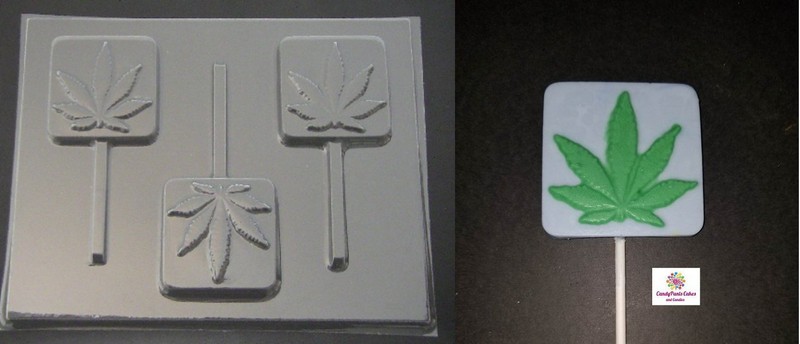 POT LEAF MARIJUANA 420 CANNABIS Square Lollipop Chocolate Soap Candy Mold