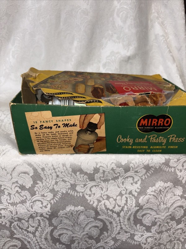 Classic Vintage 1950s Mirro Cooky & Pastry Press in Original Box w/ 15 Discs gallery
