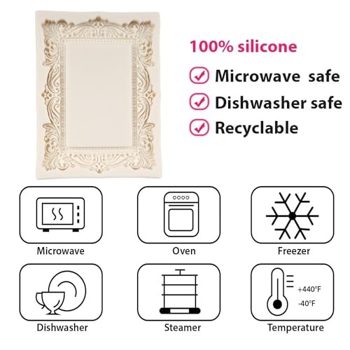 Baroque Photo Frame Fondant Molds Picture Frames Silicone Mold Vintage Style A gallery