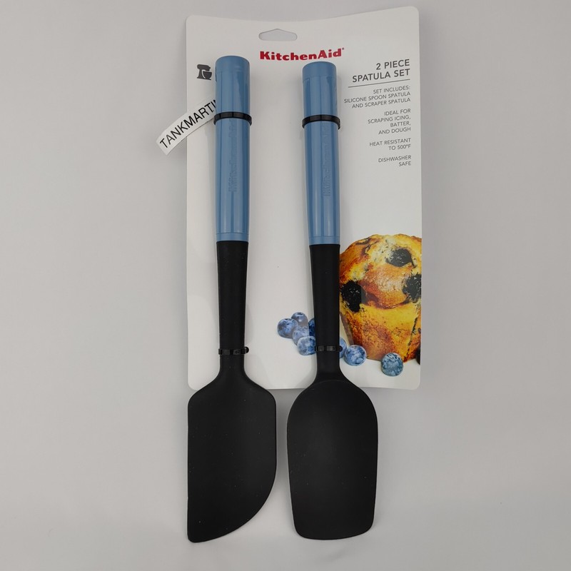 NEW KitchenAid 2 Piece Spatula Set KQ437OHBLA Blue Icing Batter and Dough
