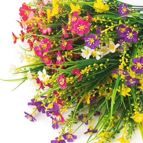 Grunyia 12 Bundles Artificial Flowers Faux Plants Spring Decoration Plastic Mix gallery