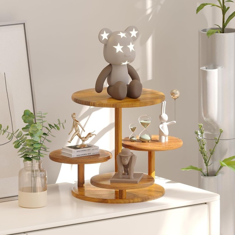 Soporte Redondo De 4 Niveles Para Cupcakes, Soporte De Madera Para Pasteles NEW. gallery