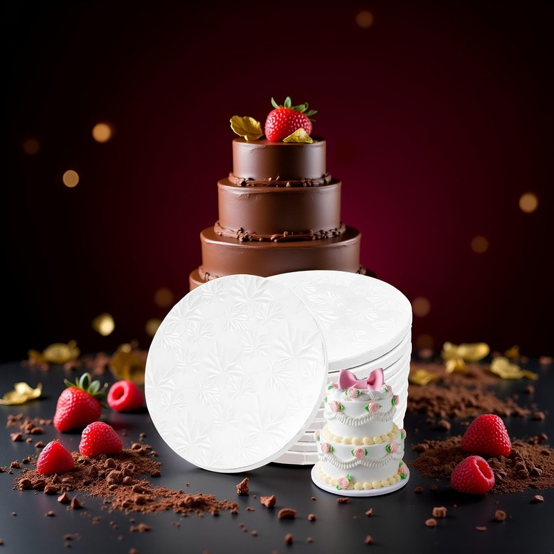10 Pack 12 Inch Round Cake Drums 1/2 Inch Thick Boards White Base Cardboard gallery