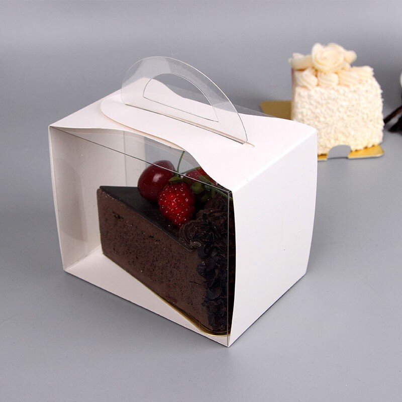 Transparent White Cut Pieces Cake Box Mousse Pastry Takeaway Portable Gift Box gallery