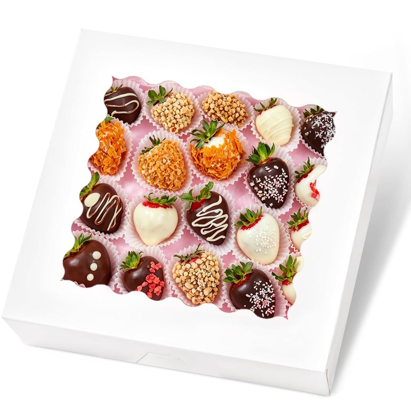 20 PCS White Pie Boxes 12x12x2.5 Inch Bakery Window Cookie Treat Dessert Box