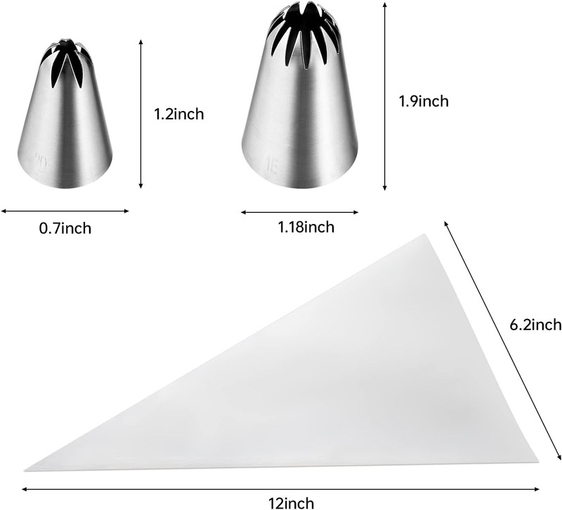 8Pcs Large Piping Tips Set,Stainless Steel Icing Tips with 10 Disposable Pastry gallery