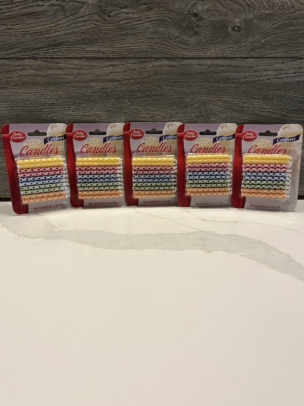 Betty Crocker 20 Count CONFETTI Birthday Party Candles. Lot of 5 Pks each