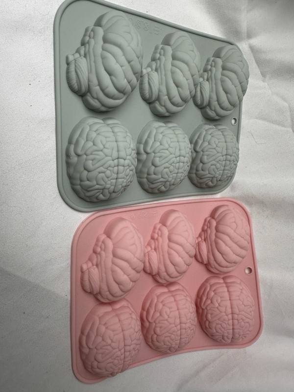 2 Pack Halloween Chocolate Molds 3D Skull Brain Halloween Themed Baking Mould