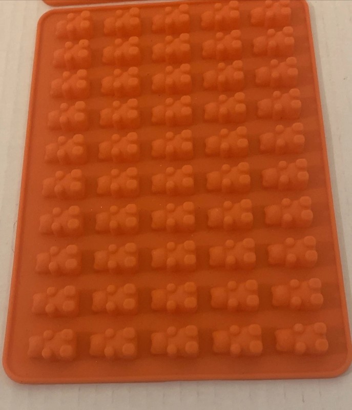 Lot Of 2 Orange Silicone Little Bear Cookie Ice Cube Tray Mold gallery
