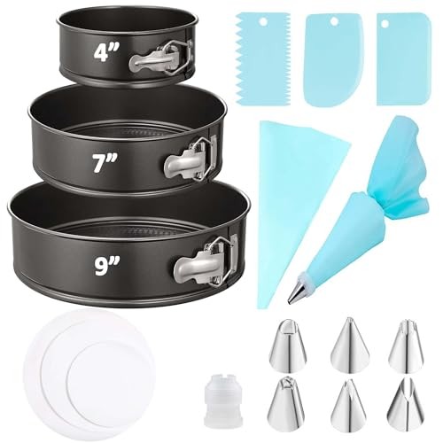 Springform Cake Pan Set with Cake Decorating Kit, Non-stick Leakproof Round gallery