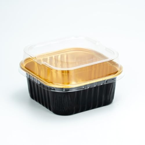 50 Pack 5 OZ Square Disposable Aluminum Foil Mini Cake Pans with Black/Gold gallery