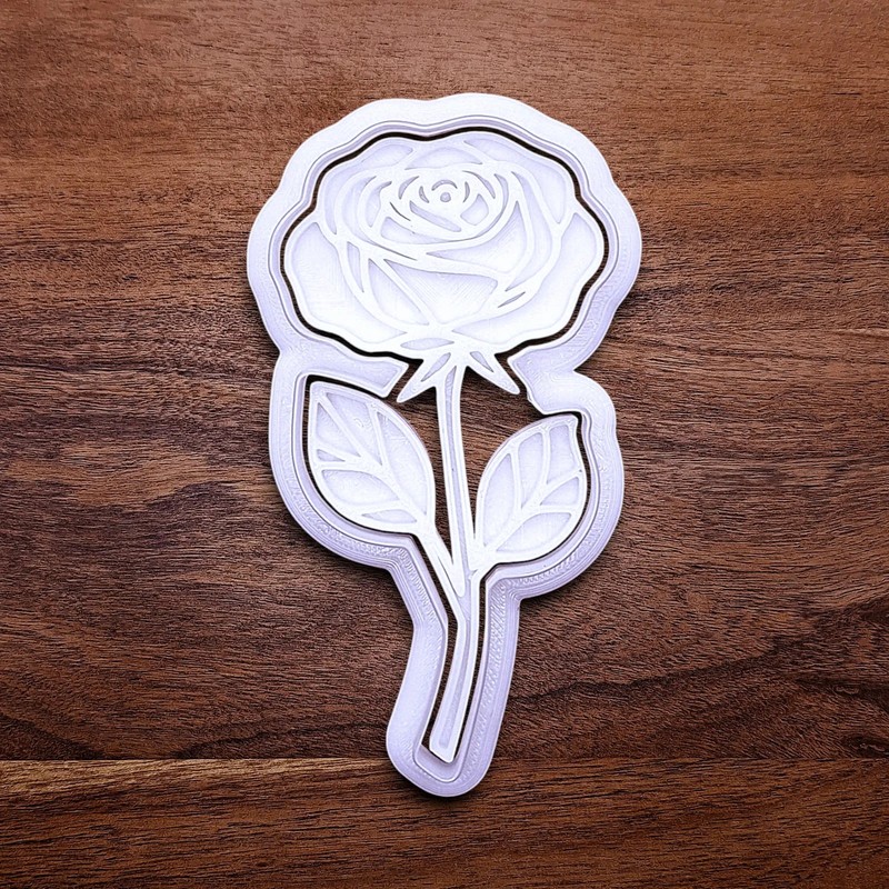 Rose Cookie Cutter Set and Optional Stamp: 2" to 10" Spring Wedding Baking Mold gallery