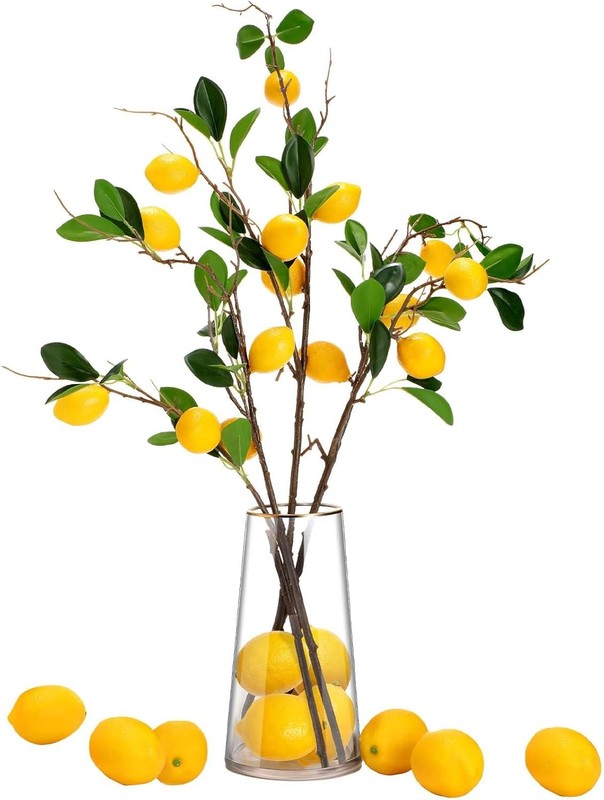 13 Pcs Faux Fruit Decorat Set Includes 3 Pcs 31.5 Inch Artificial Lemon