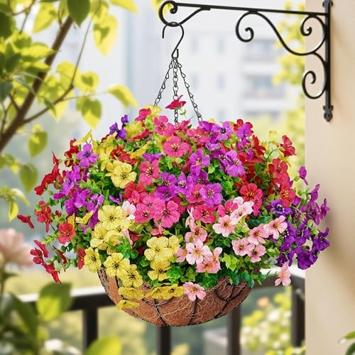 Artificial Faux Flowers Plants for Outdoors Outside Spring Summer 6 Multicolor gallery