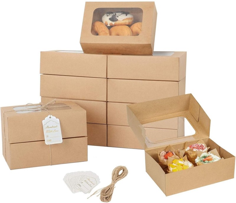 24 Pcs Cookie Boxes with Window for Paper Gift Giving Brown Bakery Gift Boxes... gallery
