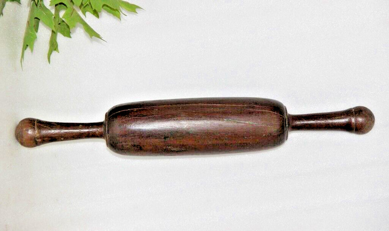 Antique Wooden Chapati Bread Rolling Pins Belans Original Old Lacquer 15818 gallery