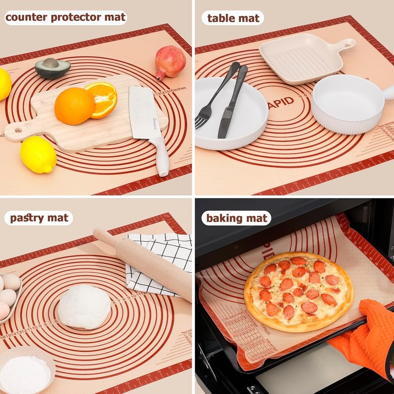 Sapid Extra Thick Silicone Pastry Mat Non-slip with 20×28, Red gallery