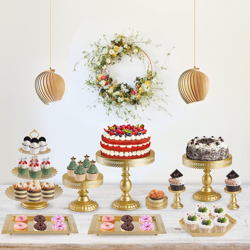Set of 10 Cake Stand Metal Cupcake Stand Set W/ Multiple Combination Styles gallery