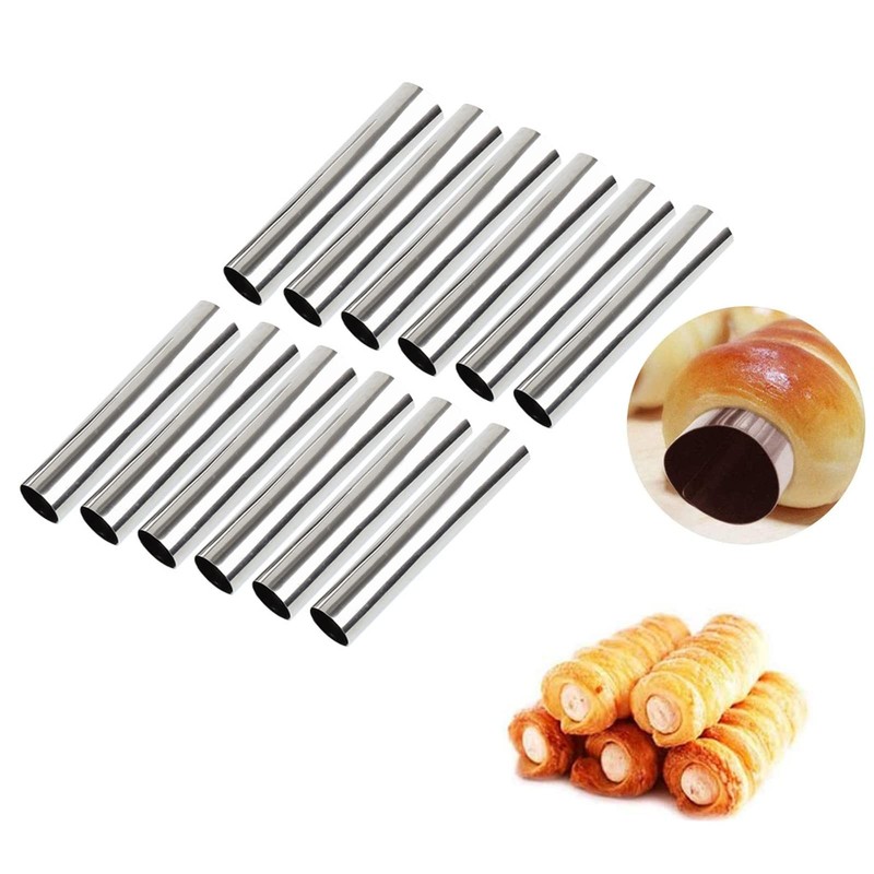 PhantomSky 12 Pack Cannoli Tube Non Stick Stainless Steel Cream Horn Mold Dan...