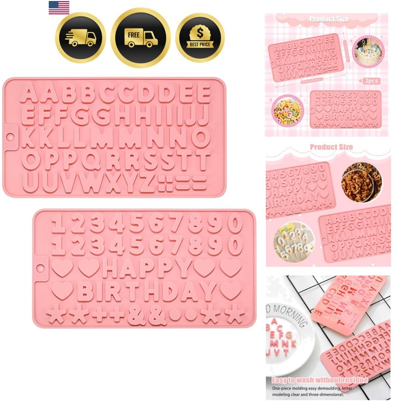 2 PCS Silicone Letter Molds and Number Molds for Chocolate | Reusable Alphabe…