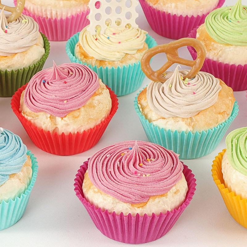 Colorful Mini Cupcake Liners 350 Counts - Grease-Proof Small Muffin Baking Cups, gallery