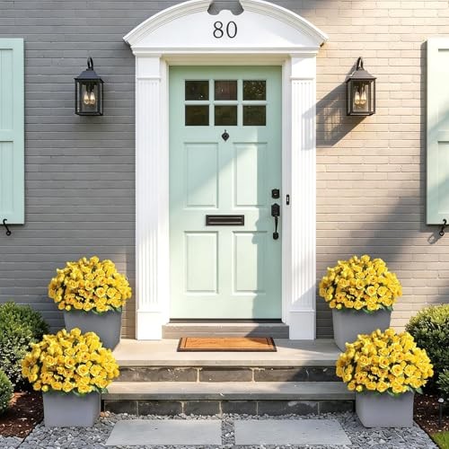 Bundles Artificial Roses for Front Door Outdoor Decor, Realistic Fake 8 Yellow gallery