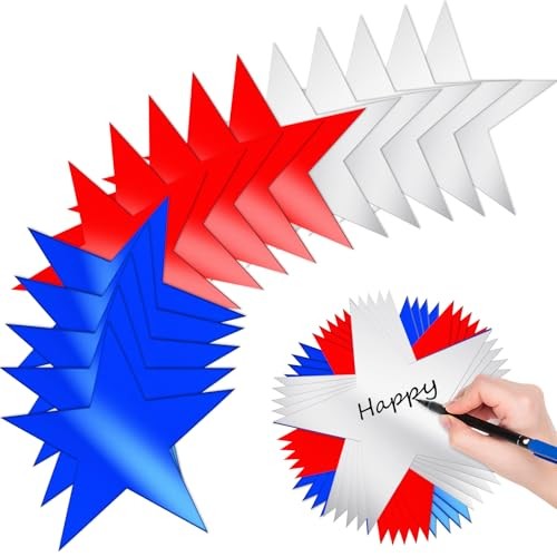 70 Pcs Red White and Blue Stars Confetti, Bright Glitter Double American Flags
