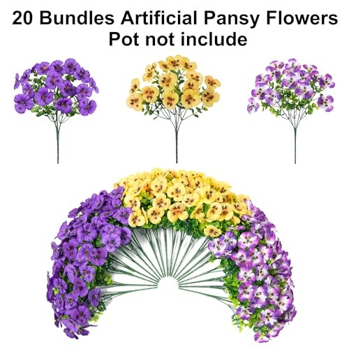 Artificial Flowers for Outdoor Spring Decor, Purple Yellow Gradient Purple gallery