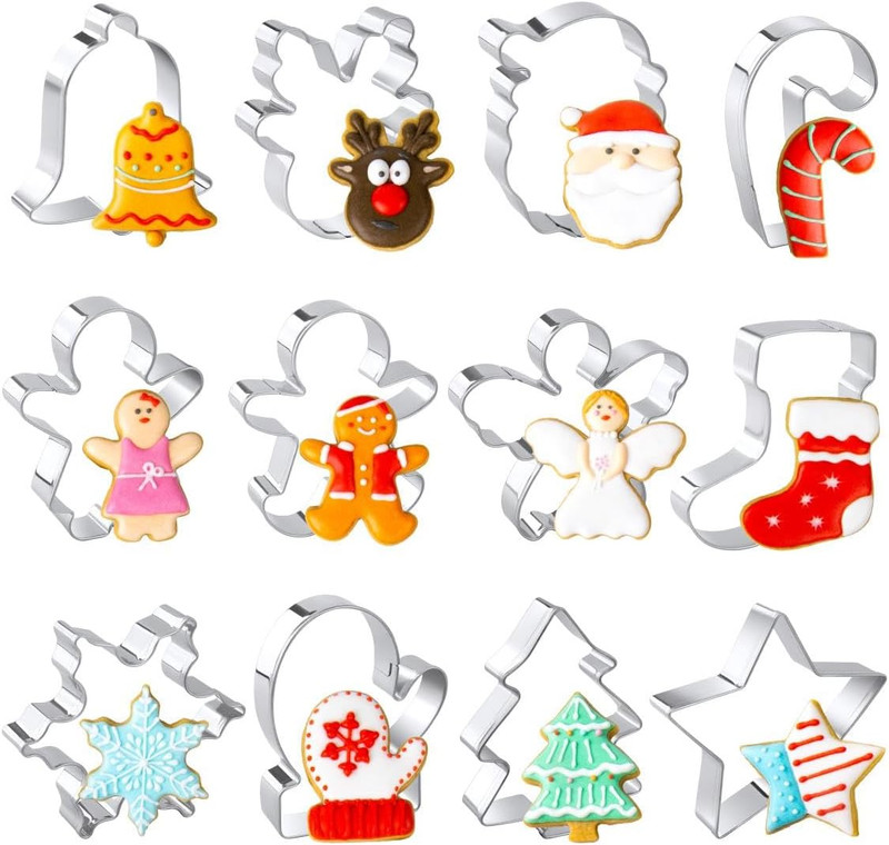 Christmas Cookie Cutters Set, 12 Pieces Stainless Steel Metal Christmas Cookie C gallery