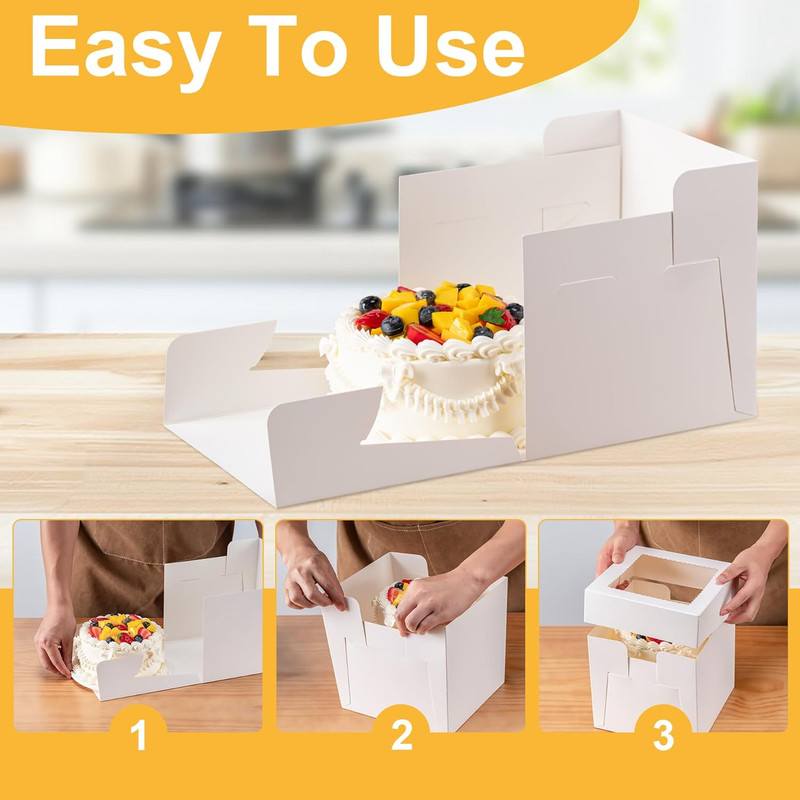 5 Pack Cake Boxes 12 Inch, 12X12X8 Inches Tall Cake Large Box, Disposable Cakes gallery