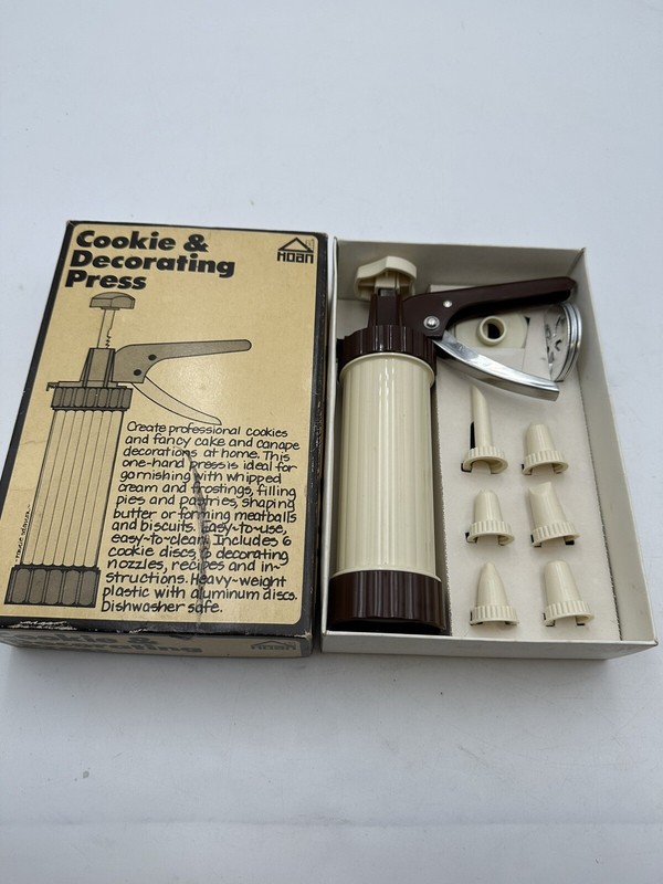 Vntg 1979 Hoan Cookie & Decorating Press Gun Complete Set In Box Excellent Cond.