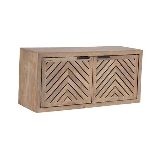 Mezzeta Decorative Two-Door Wall Cabinet, 30 x 10 x 14, Natural Wood,