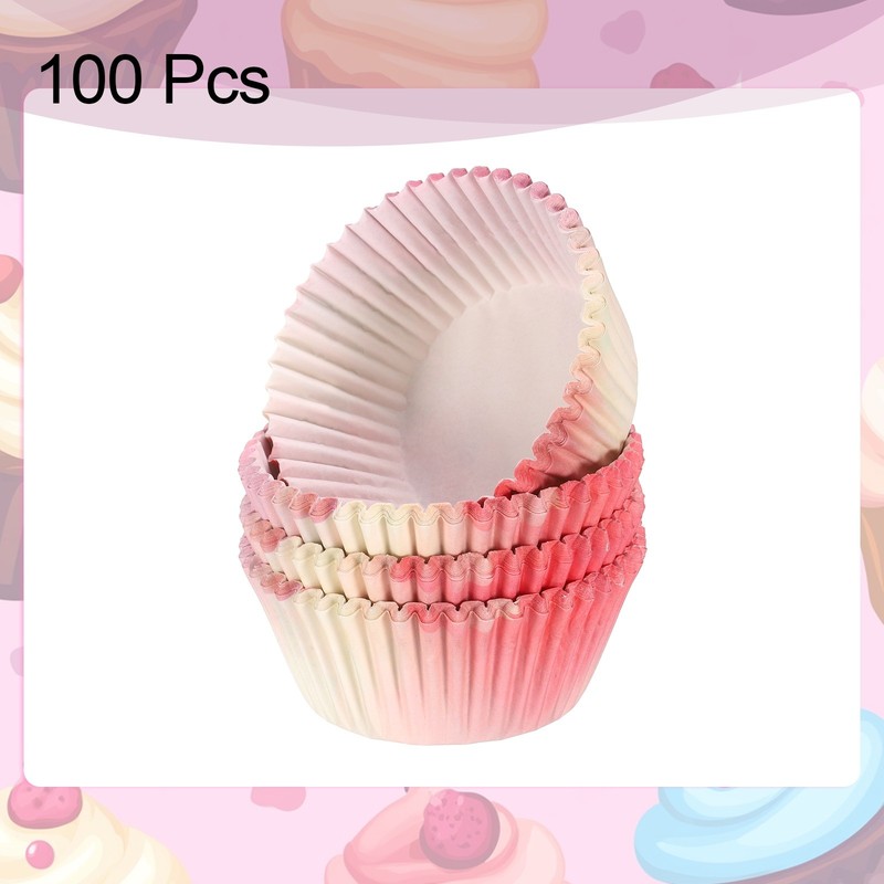 100 Count Cupcake Liners Cupcake Cups Standard Size, Pink Yellow Gradient gallery