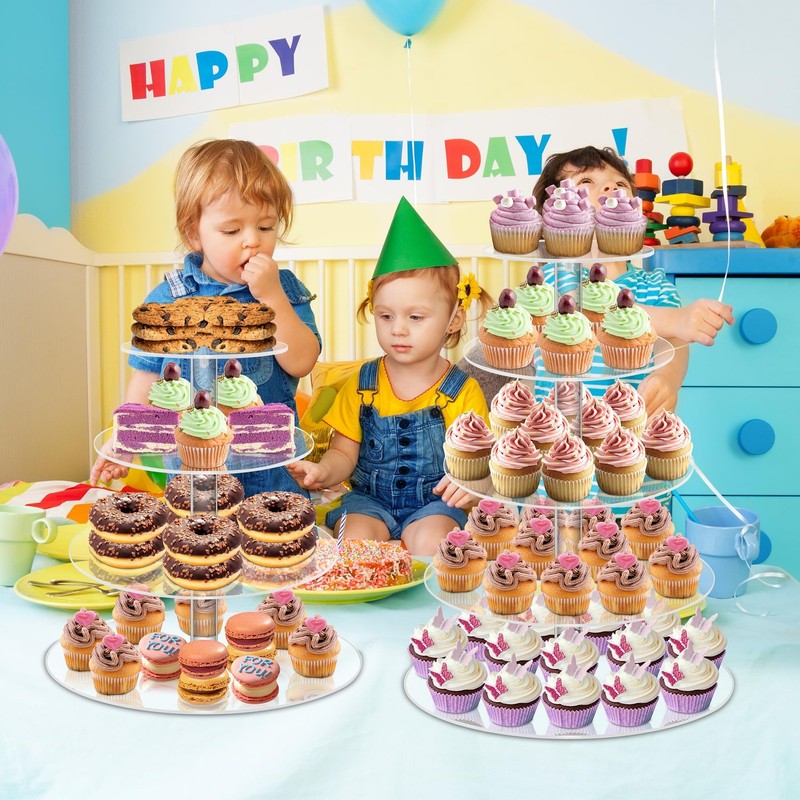 4 Tier Round Acrylic Cupcake Stand with Base, Premium Cupcake Holder, Acrylic... gallery
