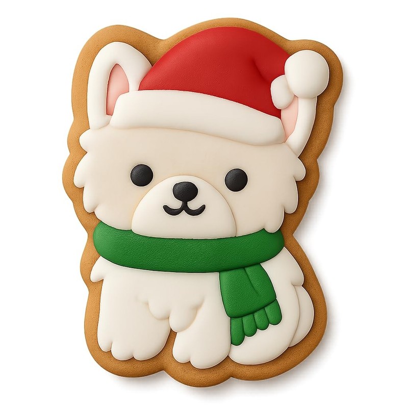 Kawaii Yorkie Holiday Style Cookie Cutter & Stamp, Fondant, Clay - 4x3.2" gallery