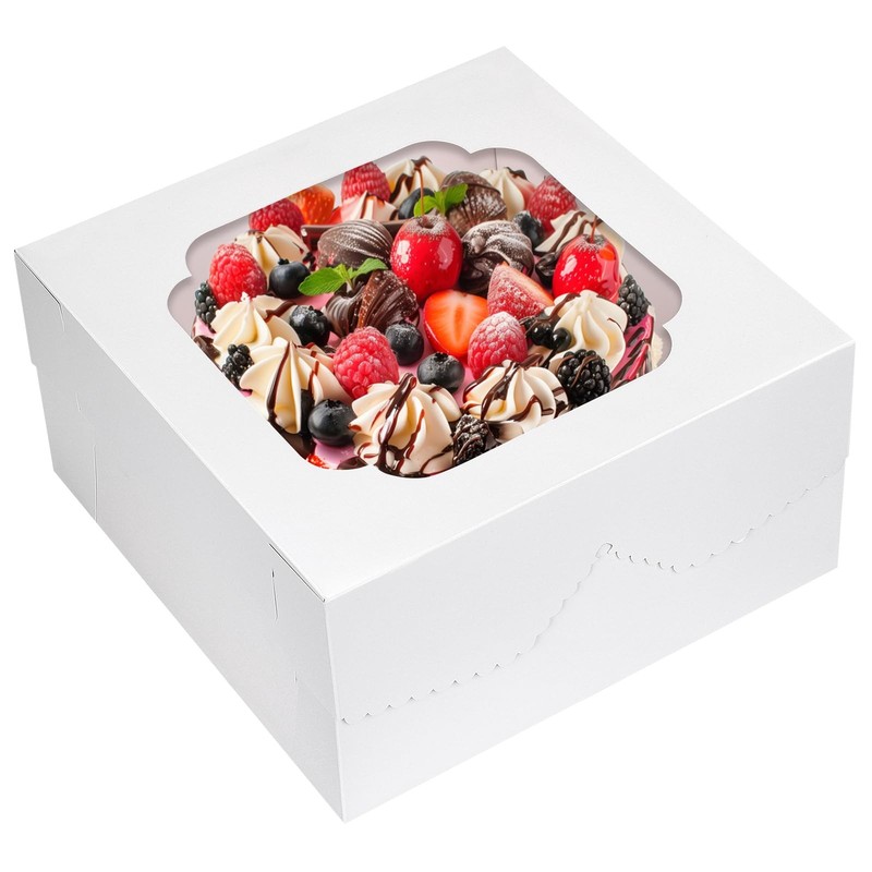 24pcs Cake Boxes 12x12x6 Inch Square Bakery Boxes with Window Cajas Pasteles