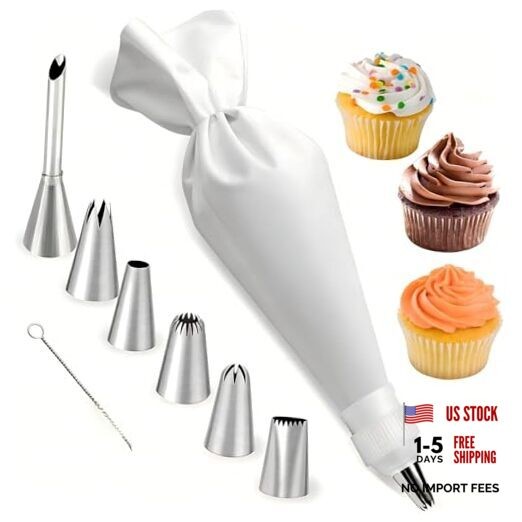 Reusable Cotton Piping Bags and Tips Set-pcs Frosting Piping Kit Cupcakes, 9