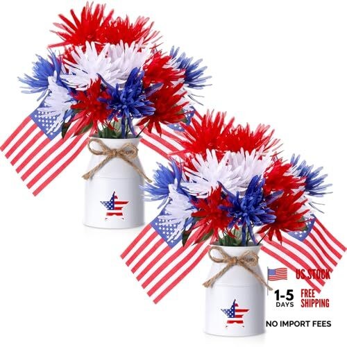 Pcs Patriotic Table Centerpiece Decoration Memorial Day Decor 6 Chrysanthemum